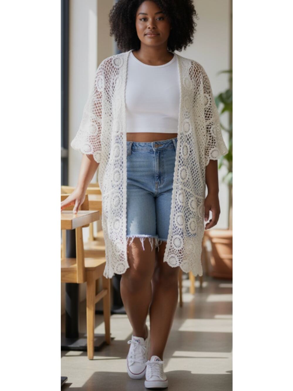 Liz Claiborne Crocheted Vintage Beach Cover Kimono size 3X